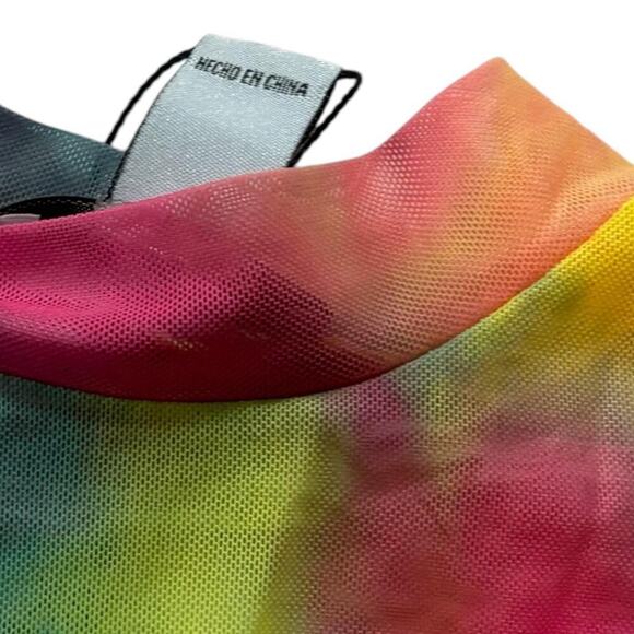 Revamp Tie-Dye Sheer Mini Bodycon Short Sleeve Bathing-suit Cover NWT - Picture 3 of 6